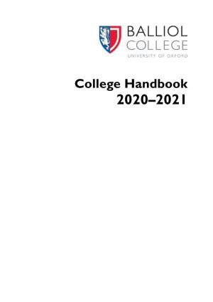Balliol College Handbook 2020–2021
