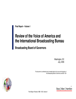 Review of the Voice of America and the International Broadcasting Bureau Broadcasting Board of Governors