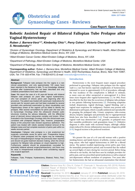 Robotic Assisted Repair of Bilateral Fallopian Tube Prolapse After Vaginal Hysterectomy Ruben J