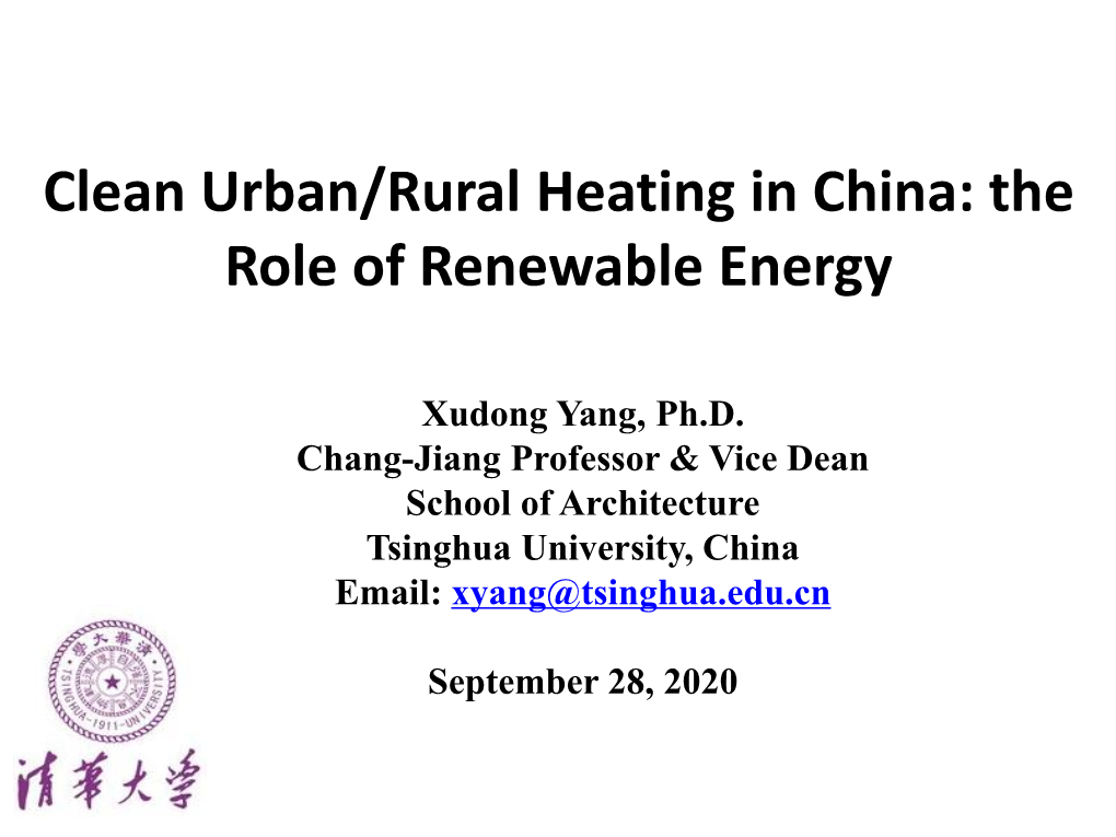 Clean Urban/Rural Heating in China: the Role of Renewable Energy