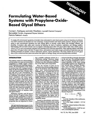 Formulating Water-Based Systems Y,Ith Propylene-Oxide­ Based Glycol Ethers