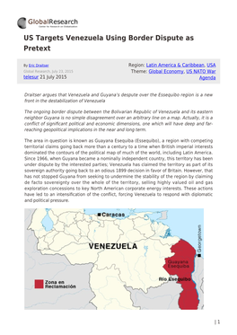 US Targets Venezuela Using Border Dispute As Pretext