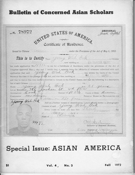 Special Issue: ASIAN AMERICA