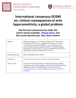 Clinical Consequences of Mite Hypersensitivity, a Global Problem