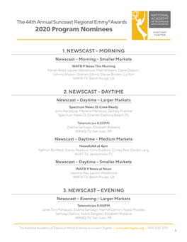 2020 Program Nominees