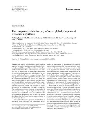 The Comparative Biodiversity of Seven Globally Important Wetlands: a Synthesis