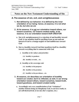 Notes on N.T. Understanding Of