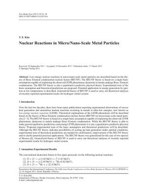 Nuclear Reactions in Micro/Nano-Scale Metal Particles