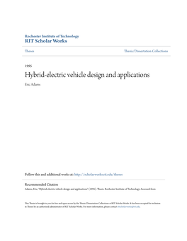 Hybrid-Electric Vehicle Design and Applications Eric Adams
