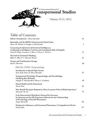Ranspersonal Studies Volume 31(1), 2012