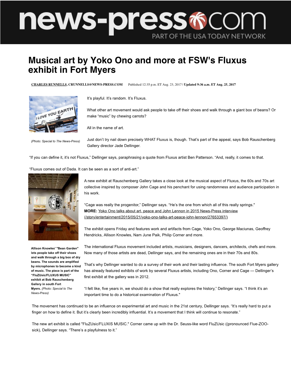 Musical Art by Yoko Ono and More at FSW's Fluxus Exhibit in Fort Myers