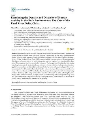 Examining the Density and Diversity of Human Activity in the Built Environment: the Case of the Pearl River Delta, China