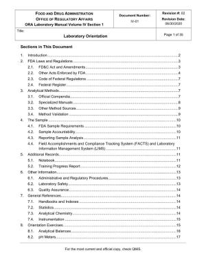 ORA Laboratory Manual Volume IV Section 1 06/30/2020 Title: Laboratory Orientation Page 1 of 35