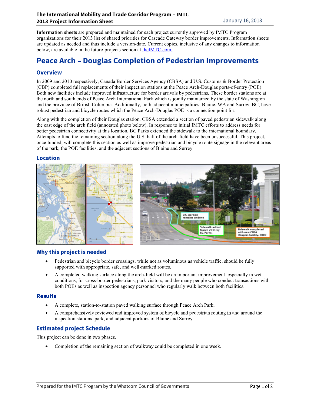 Peace Arch/Douglas Pedestrian Improvement Completion