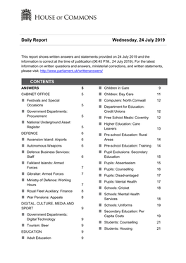 Daily Report Wednesday, 24 July 2019 CONTENTS