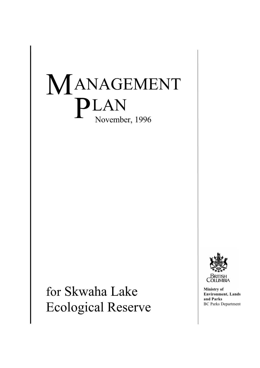 Skwaha Lake Management Plan Final