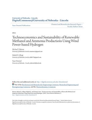 Technoeconomics and Sustainability of Renewable Methanol and Ammonia Productions Using Wind Power-Based Hydrogen Michael J
