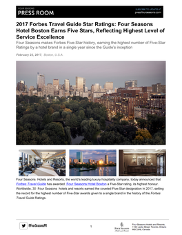 2017 Forbes Travel Guide Star Ratings: Four Seasons Hotel Boston