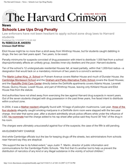 The Harvard Crimson :: News :: Schools Law Ups Drug Penalty