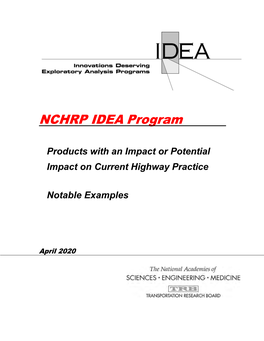 NCHRP-IDEA Program Quarterly Report