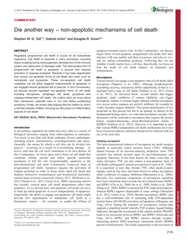 Die Another Way – Non-Apoptotic Mechanisms of Cell Death