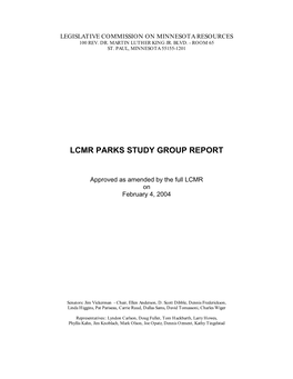 Final Report to the Full Legislative Commission on Minnesota Resources in Early February 2004