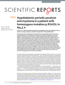 Hypokalaemic Periodic Paralysis and Myotonia in a Patient With