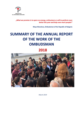 Summary of the Annual Report of the Work of the Ombudsman 2018