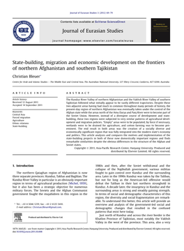 State-Building, Migration and Economic Development on the Frontiers of Northern Afghanistan and Southern Tajikistan