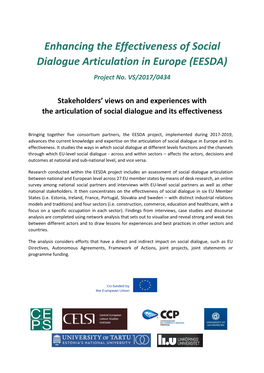 Enhancing the Effectiveness of Social Dialogue Articulation in Europe (EESDA)