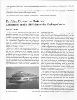 Drifting Down the Dnieper: Reflections on the 1995 Mennonite Heritage Cruise by Paul Toews
