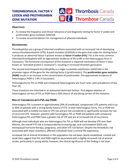 Title: Thrombophilia- Factor V Leiden And