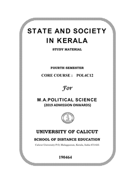 State and Society in Kerala