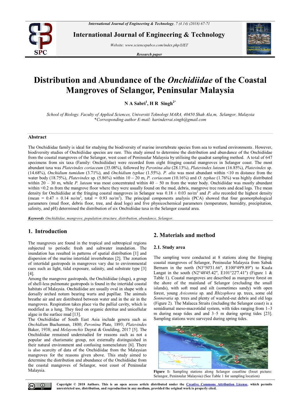 Distribution and Abundance of the Onchidiidae of the Coastal Mangroves of Selangor, Peninsular Malaysia