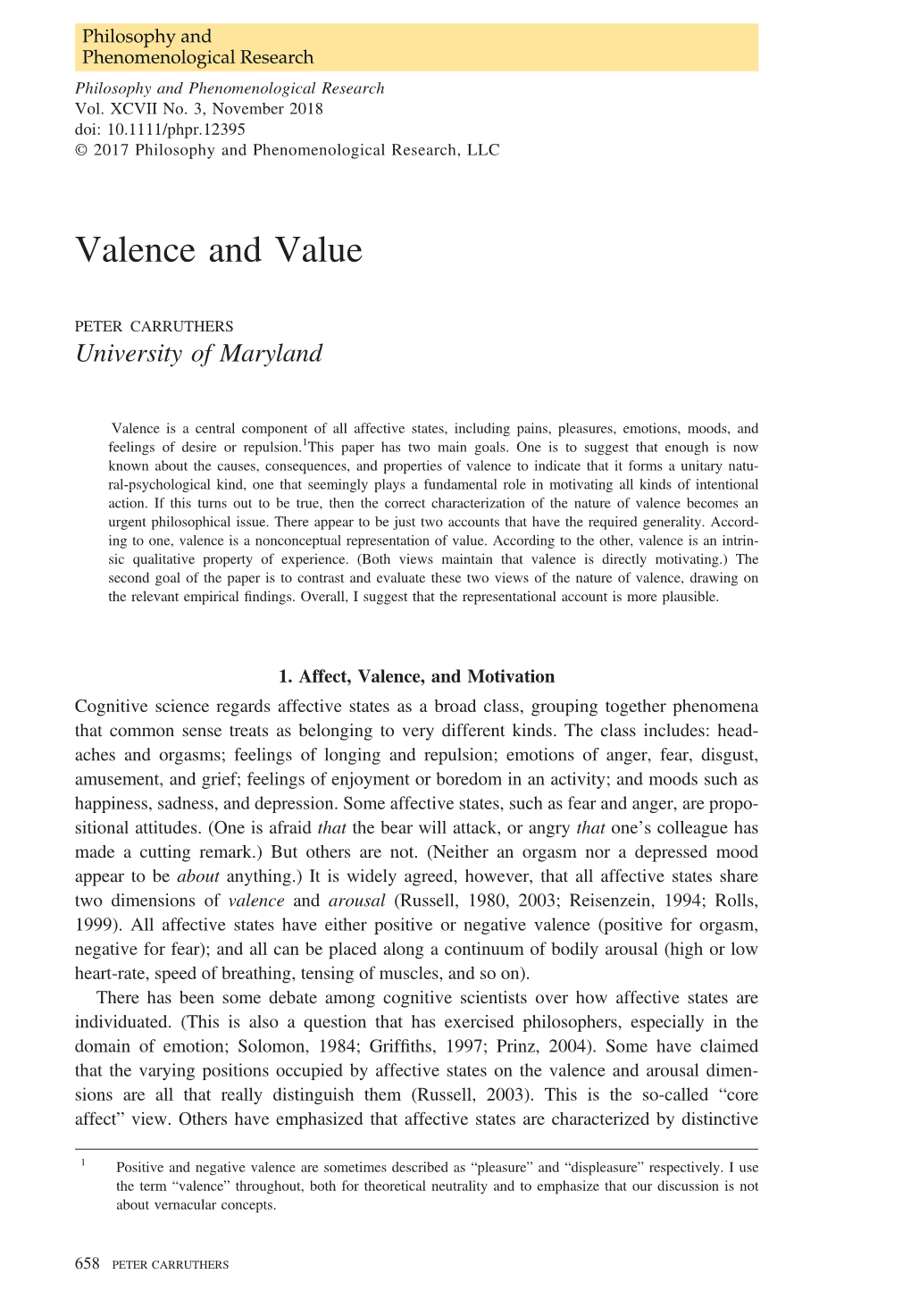 Valence and Value