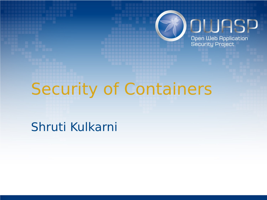 Security of Containers
