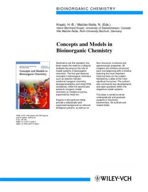 Concepts and Models in Bioinorganic Chemistry