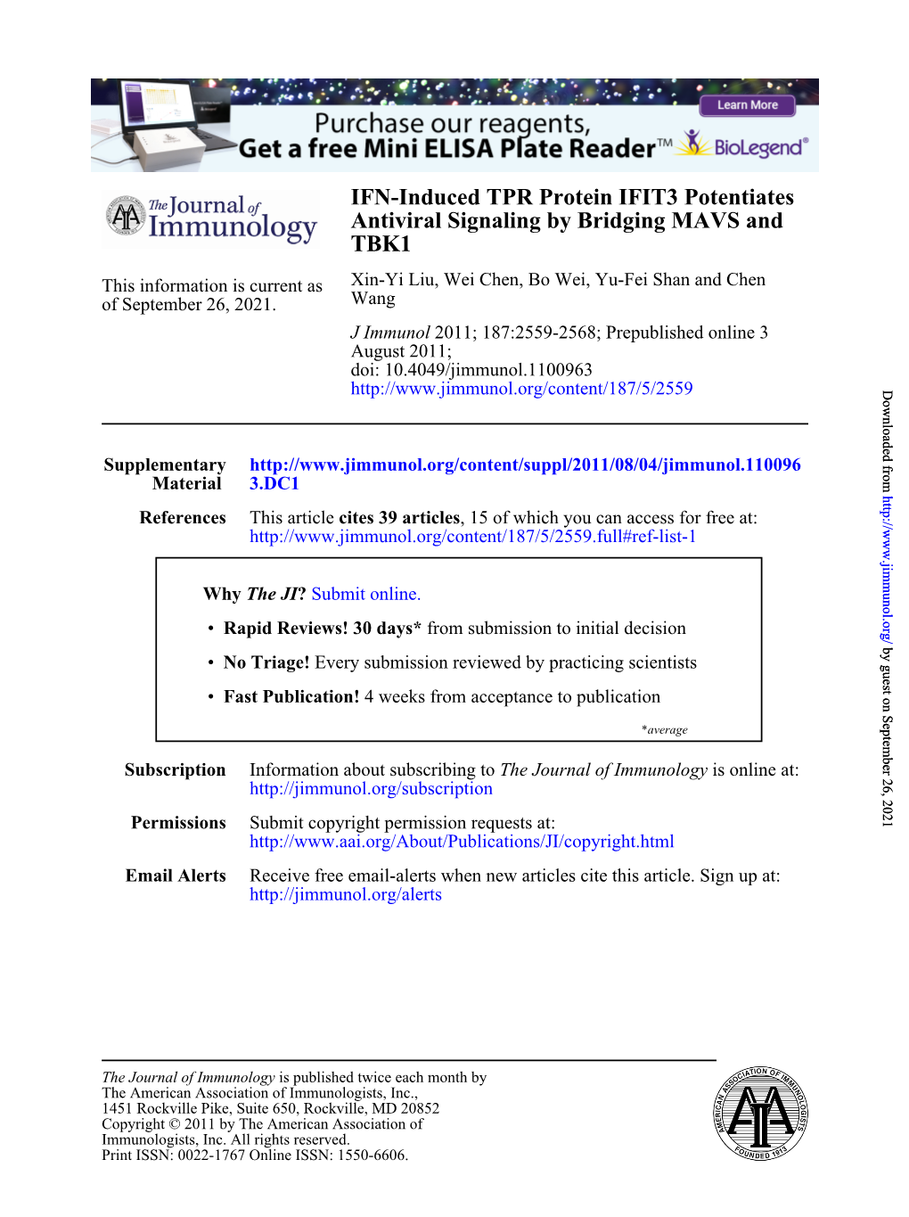 TBK1 Antiviral Signaling by Bridging MAVS and IFN-Induced TPR