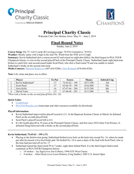 Principal Charity Classic Wakonda Club | Des Moines, Iowa | May 31 – June 2, 2019