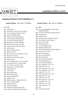 Equipment Rental Yard in Redding, CA