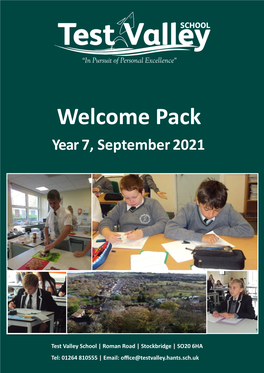 Welcome Pack Year 7, September 2021