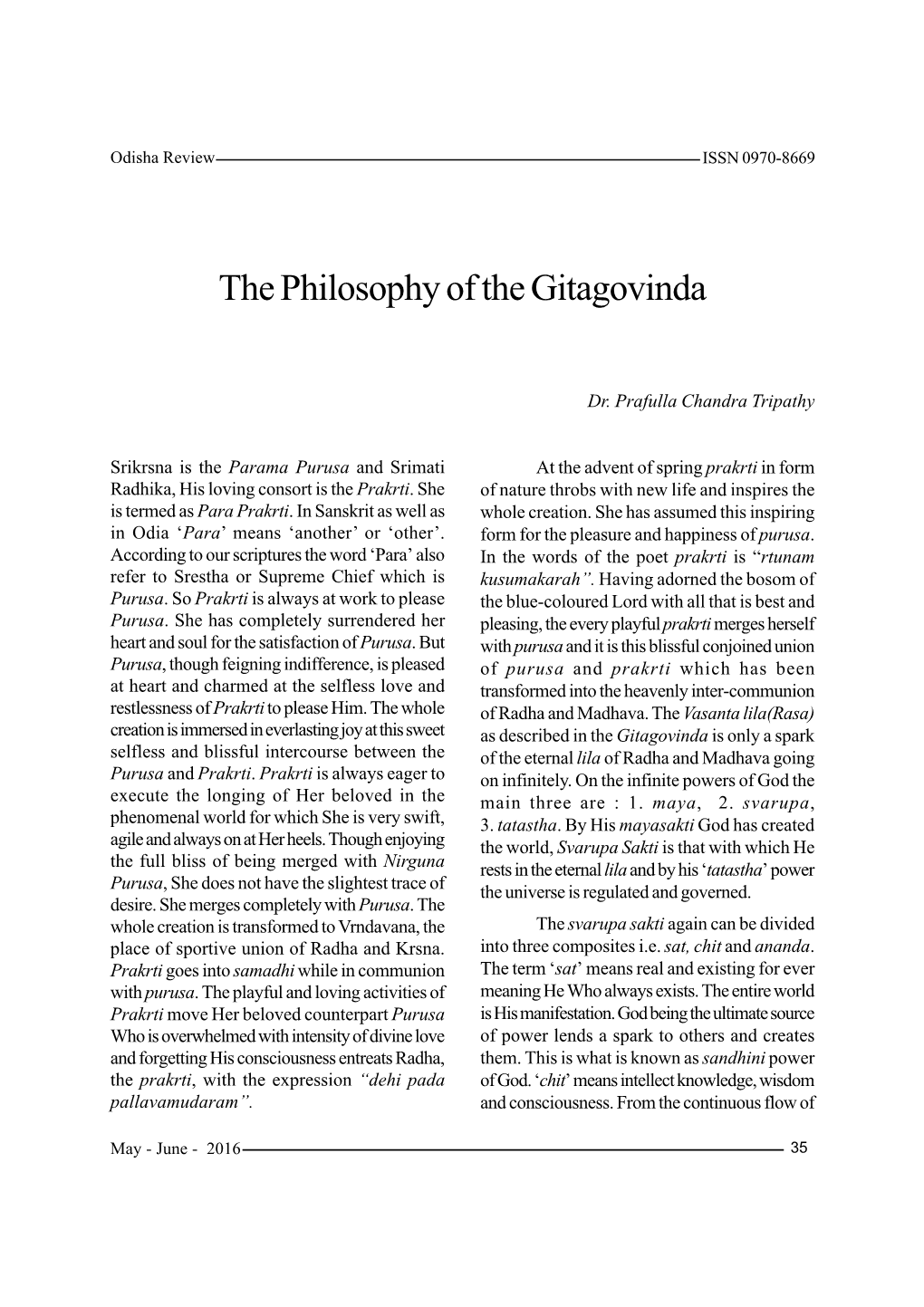 The Philosophy of the Gitagovinda