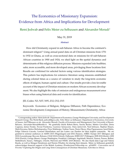 The Economics of Missionary Expansion: Evidence from Africa and Implications for Development
