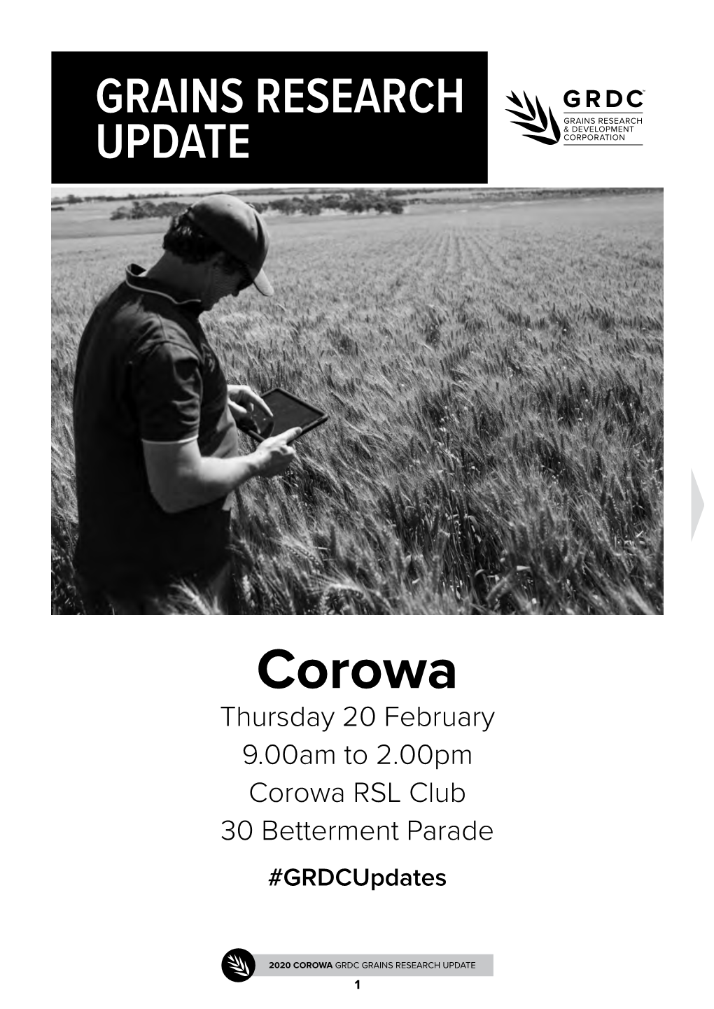 Corowa Thursday 20 February 9.00Am to 2.00Pm Corowa RSL Club 30 Betterment Parade #Grdcupdates