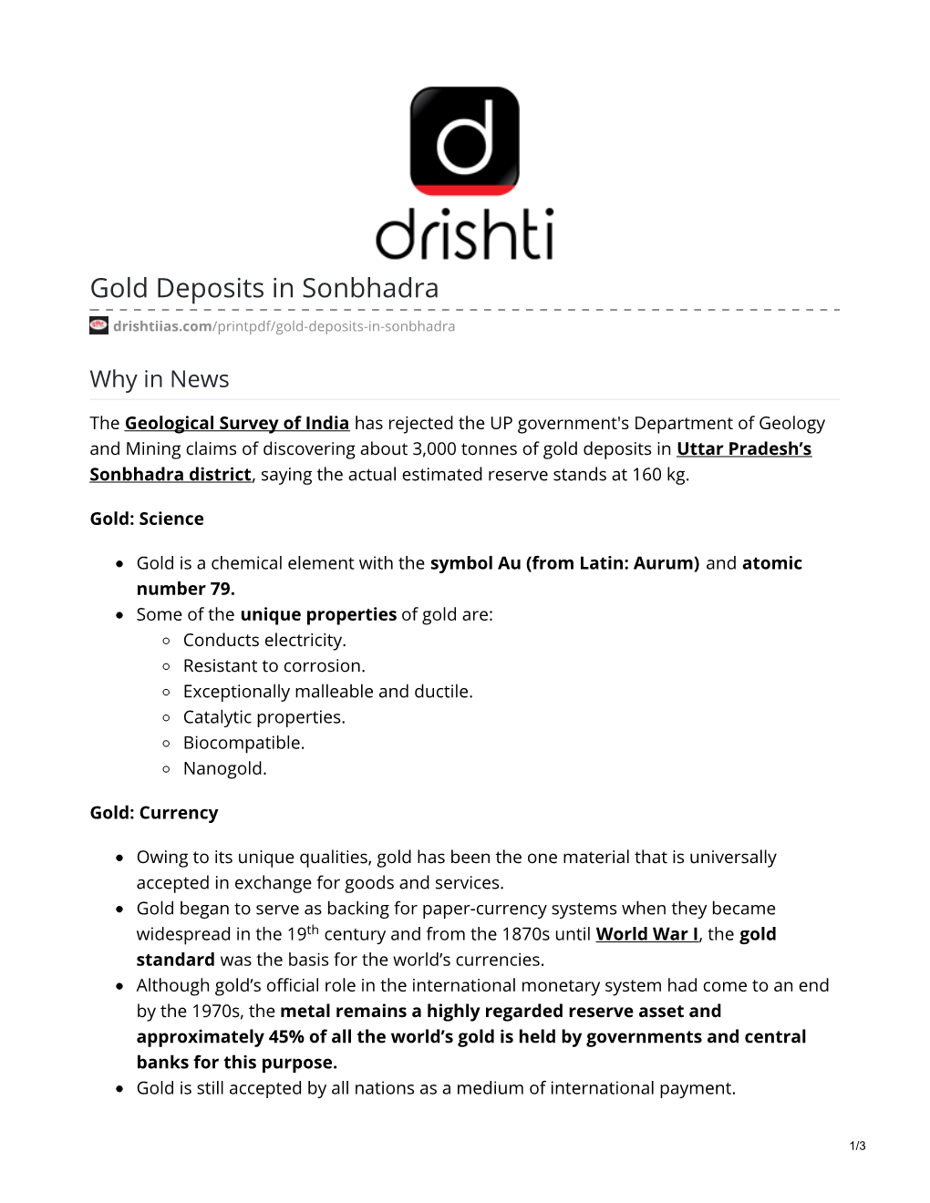 Gold Deposits in Sonbhadra