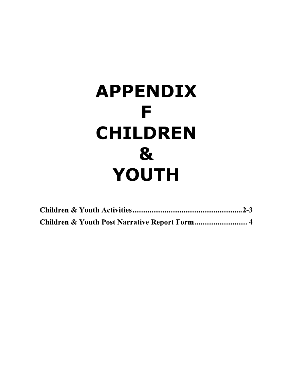 Appendix F Children & Youth