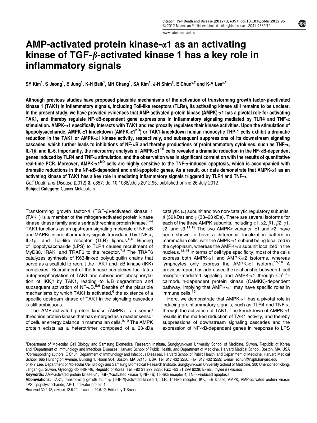 AMP-Activated Protein Kinase-&Alpha