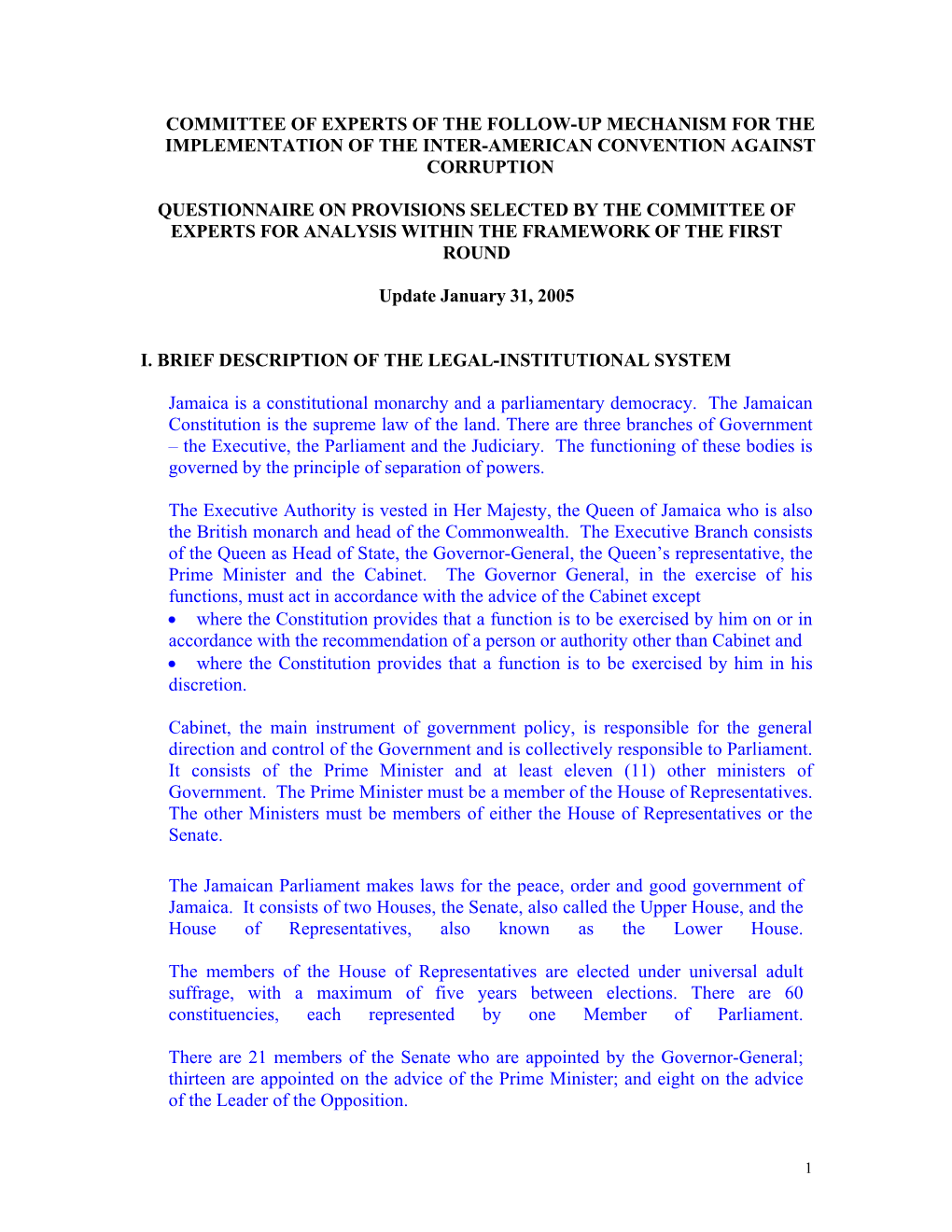 Committee of Experts of the Follow-Up Mechanism for the Implementation of the Inter-American Convention Against Corruption