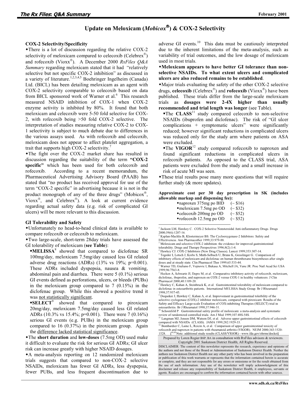 How Does Meloxicam (Mobicox?) Compare to Other Nsaids and Csis