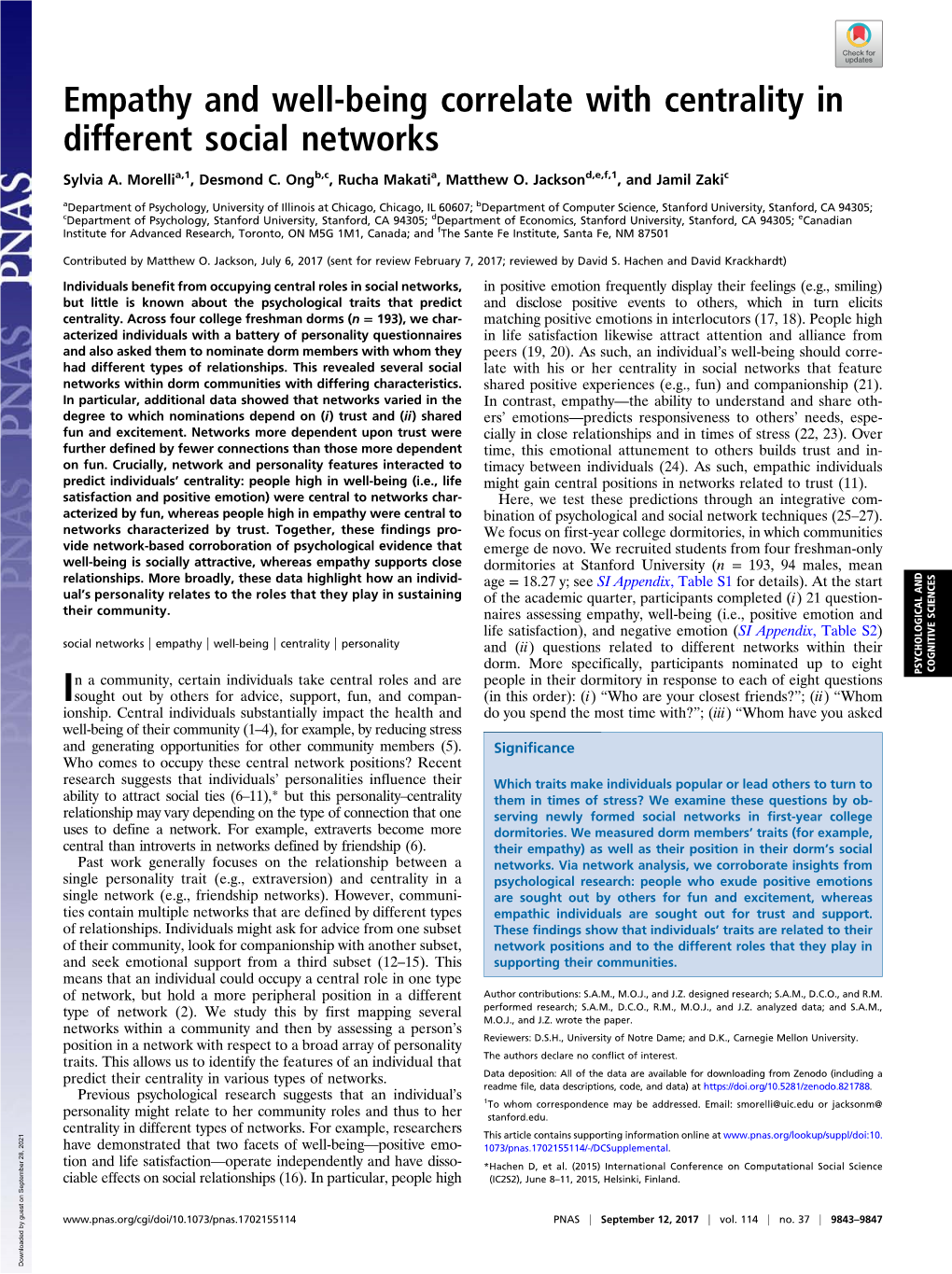 Empathy and Well-Being Correlate with Centrality in Different Social Networks